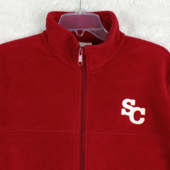 SC Columbia Mens Jacket Fleece Red Embroidered Logo Full Zip Large - Picture 3 of 12